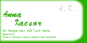 anna kacsor business card